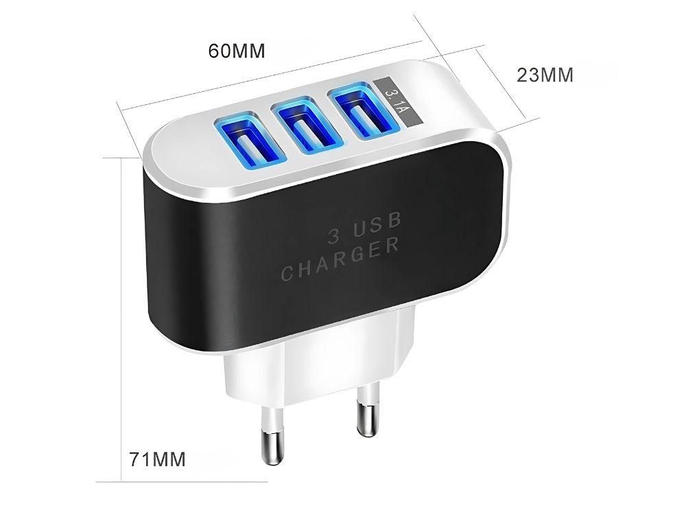 3.1A SNABB & KRAFTFULL – 5W 3x USB SNABBLADDNING 3.0