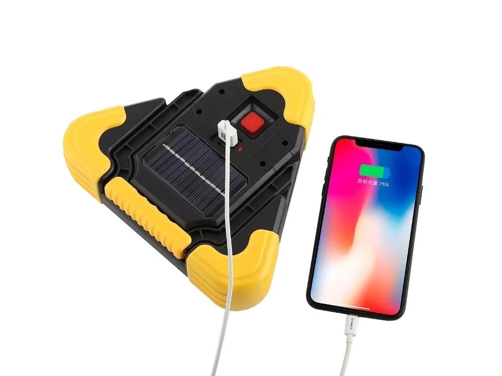 3-i-1 Varningstriangel-Kraftfull Ficklampa Och Powerbank