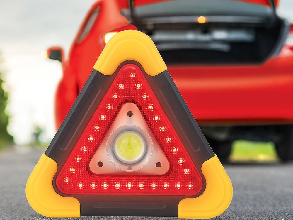 3-i-1 Varningstriangel-Kraftfull Ficklampa Och Powerbank