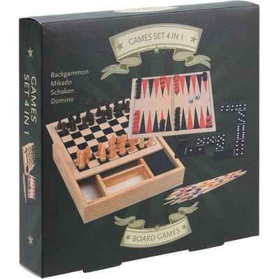 4i1 - Schack / Backgammon / Domino / Plockepinn i trä