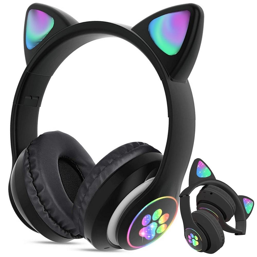 Bluetooth Stereo Hörlurar Katt med mikrofon / LED ljus