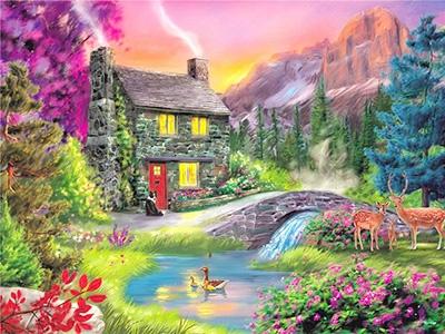 Diamond Painting / Diamantmålning - 30x40cm - Landskap