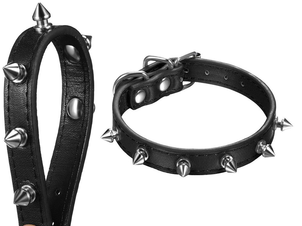 Hundehalsbånd med nitter L (37-47CM) Vælg farve