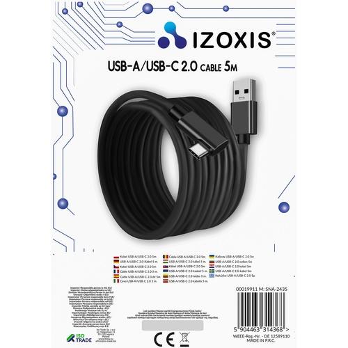 Izoxis USB-A 2.0 till USB-C Kabel – Extra Lång & Supersmidig 5m
