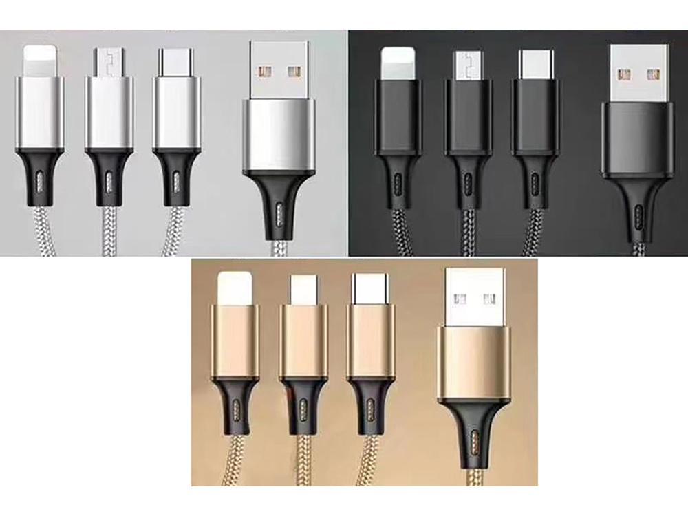 Oplader - Ladekabel Multi 3in1, USB-C, Micro-USB, iPhone - 1,2 m