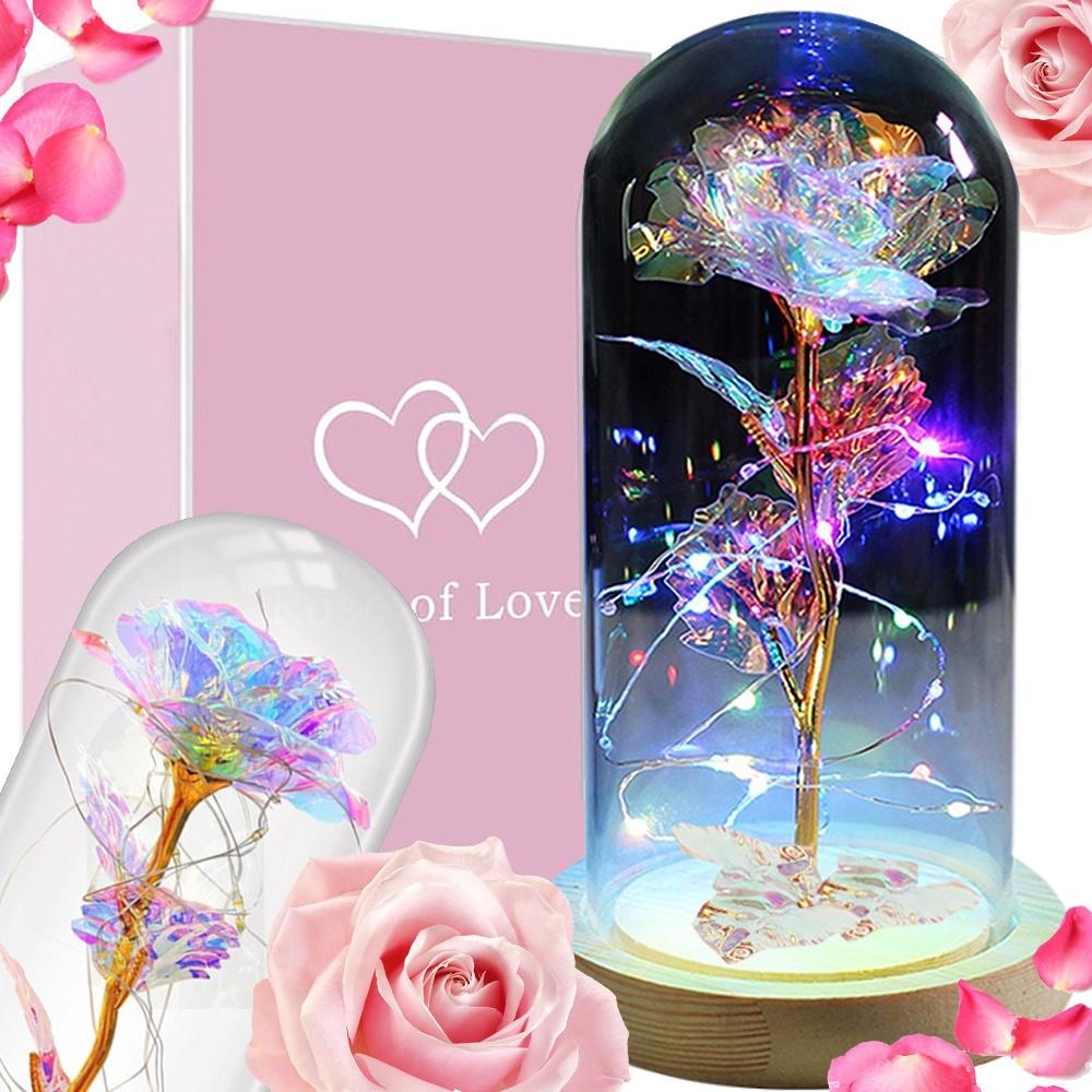 Lyxig Evig Ros i Glas Med LED-Ljus