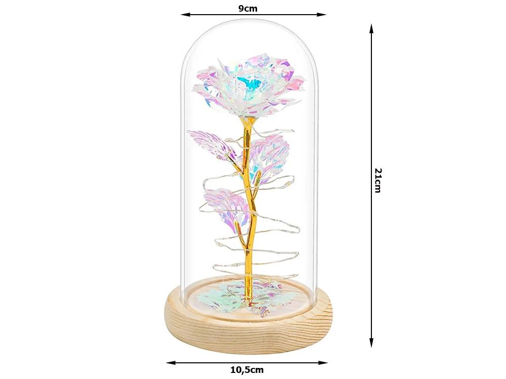 Lyxig Evig Ros i Glas Med LED-Ljus