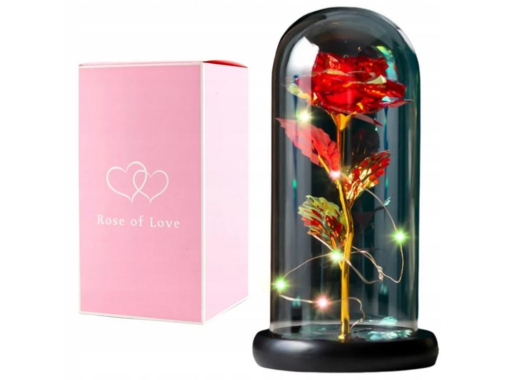Lyxig Evig Ros i Glas Med LED-Ljus