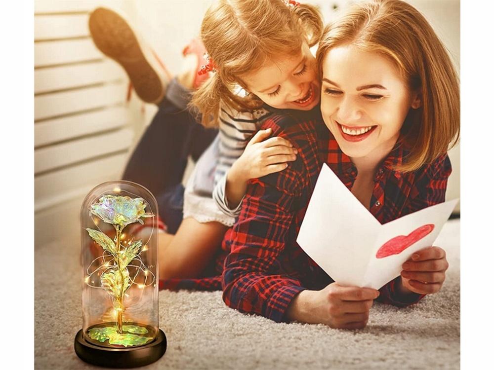 Lyxig Evig Ros i Glas Med LED-Ljus