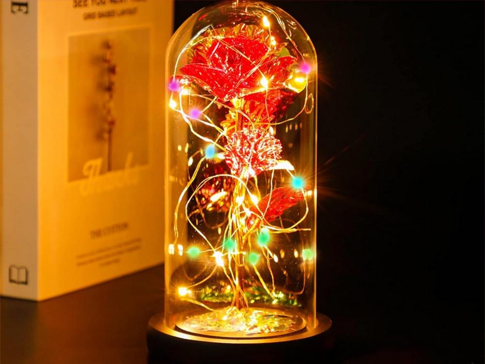 Lyxig Evig Ros i Glas Med LED-Ljus