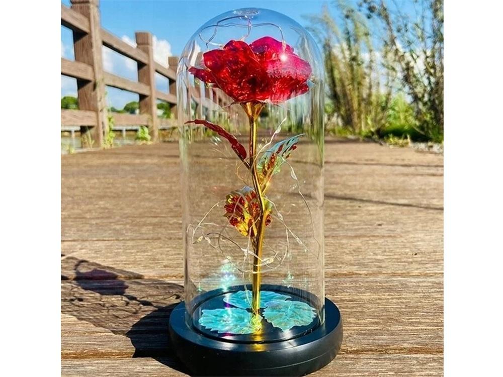 Lyxig Evig Ros i Glas Med LED-Ljus