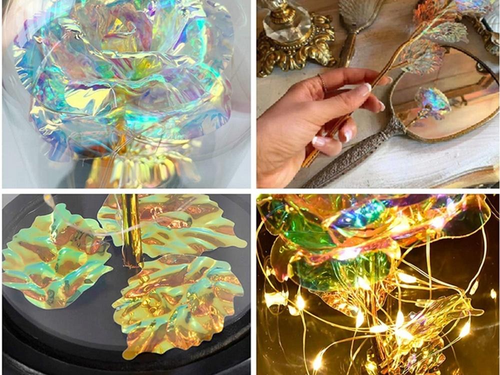 Lyxig Evig Ros i Glas Med LED-Ljus