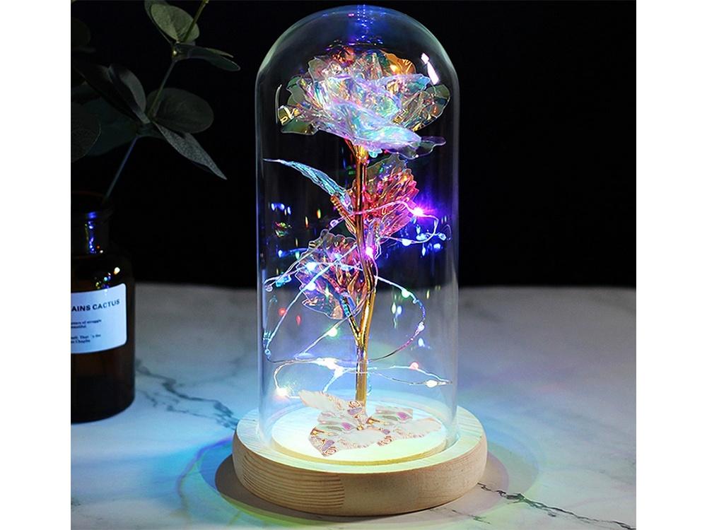 Lyxig Evig Ros i Glas Med LED-Ljus