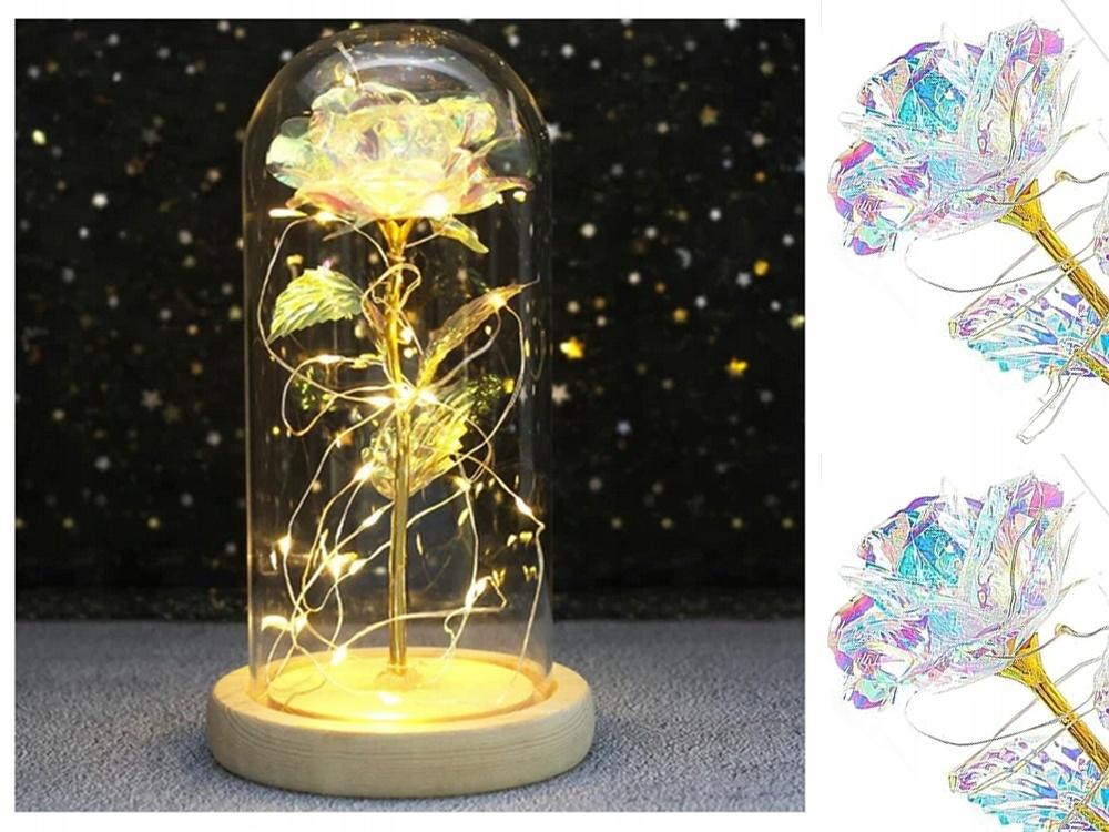 Lyxig Evig Ros i Glas Med LED-Ljus