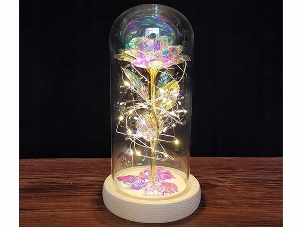 Lyxig Evig Ros i Glas Med LED-Ljus