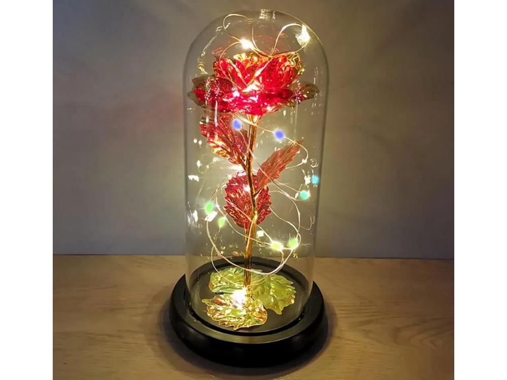 Lyxig Evig Ros i Glas Med LED-Ljus