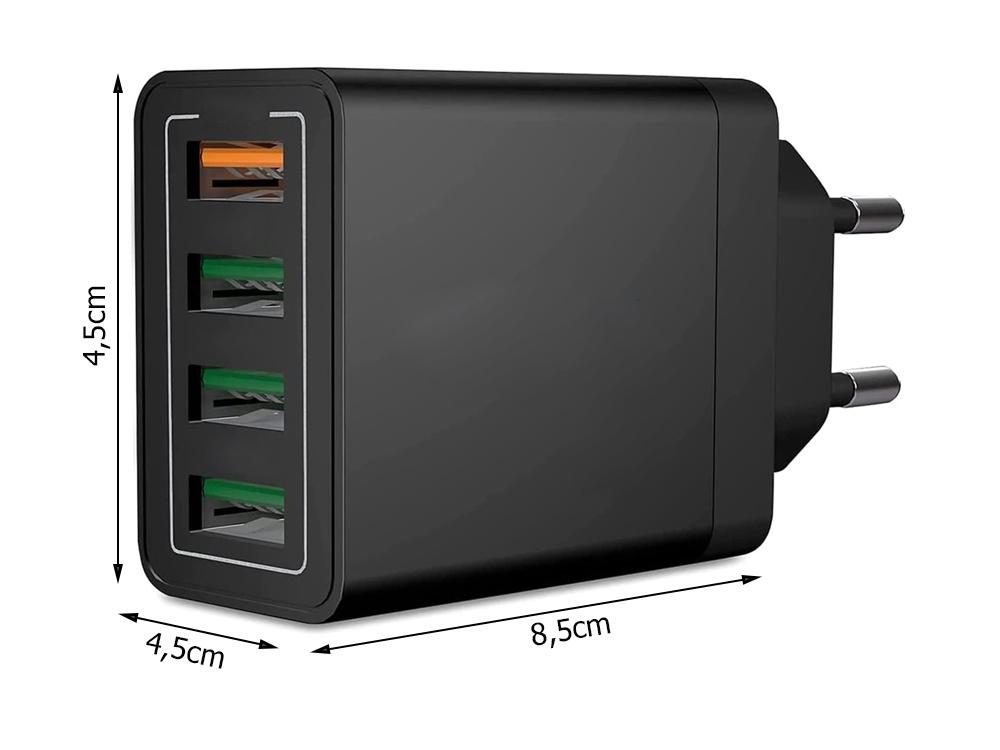 Mobillader / Hurtiglader med 4 stik - QC3