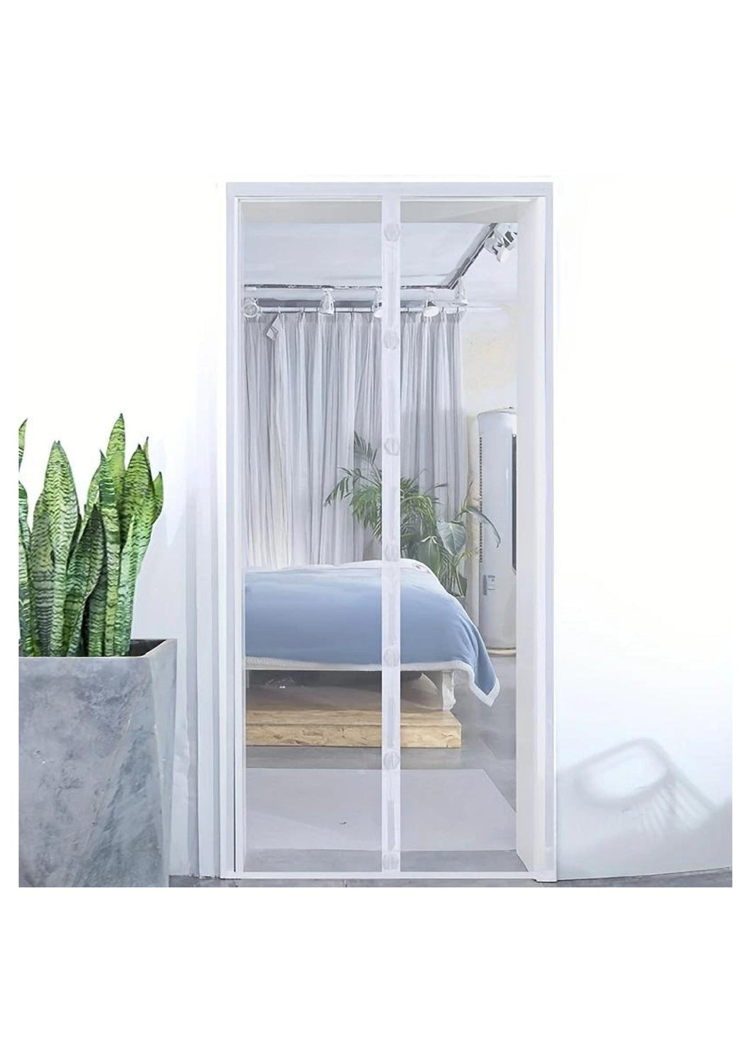 Myggnät för dörr med magnetstängning. 210cm x 100cm Vit Färg