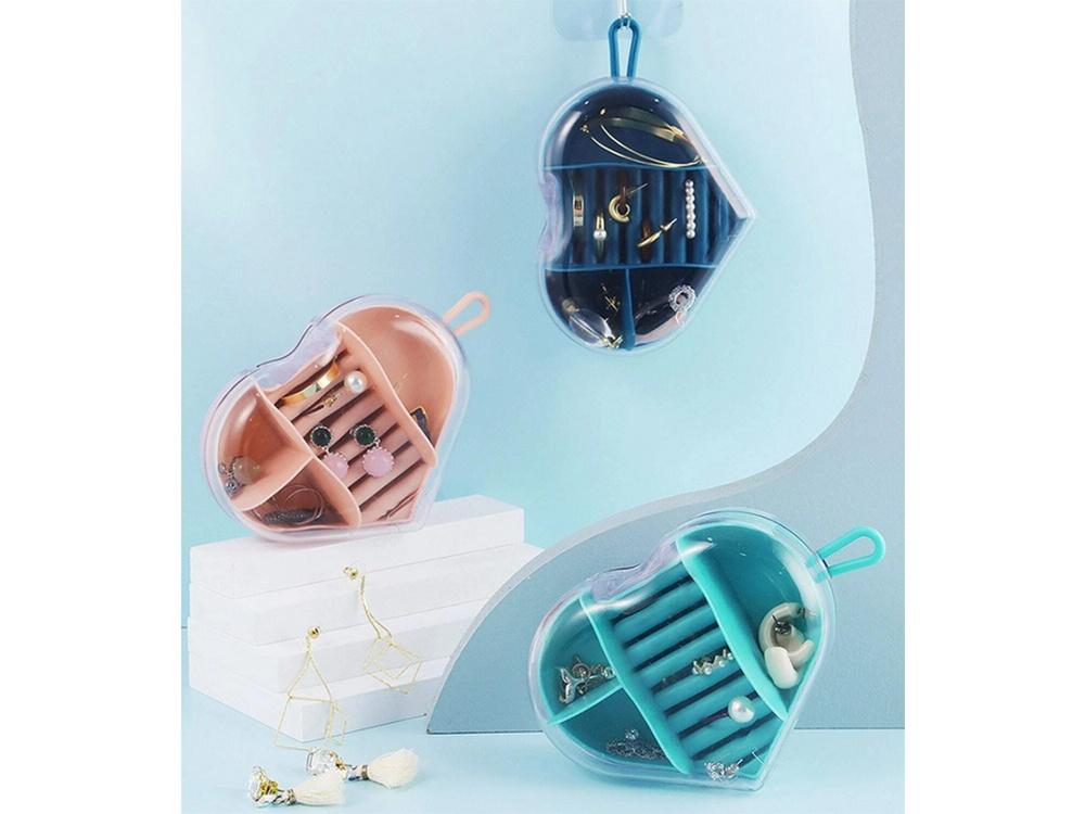 Smyckeskrin med transparant lock, perfekt för resor