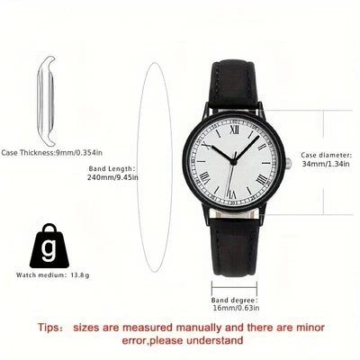 Unisex klocka / Armbandsur med Läderarmband