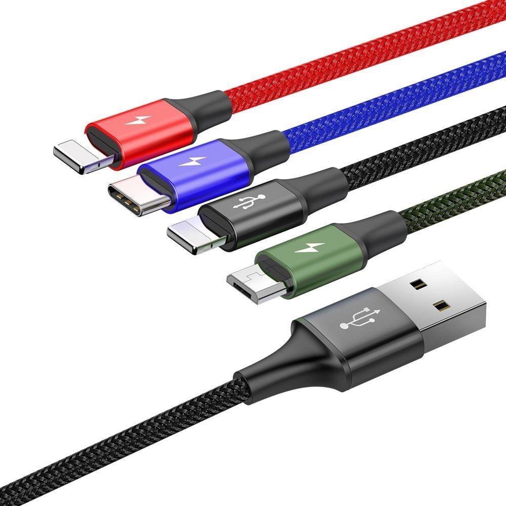Baseus Laddkabel 4-i-1, 2x iPhone, USB-C, Micro-USB