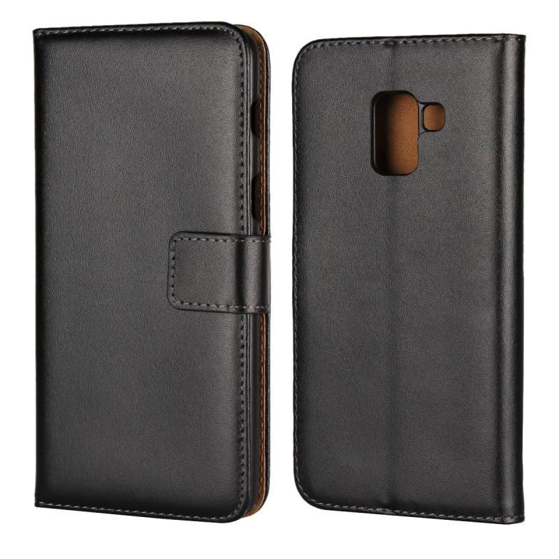 Plånboksfodral Samsung A6 Plus - 2018, Äkta skinn