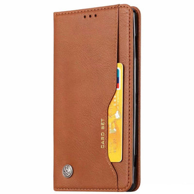 Plånboksfodral iPhone Xs Max 4 kortplatser med magnetlås Brun