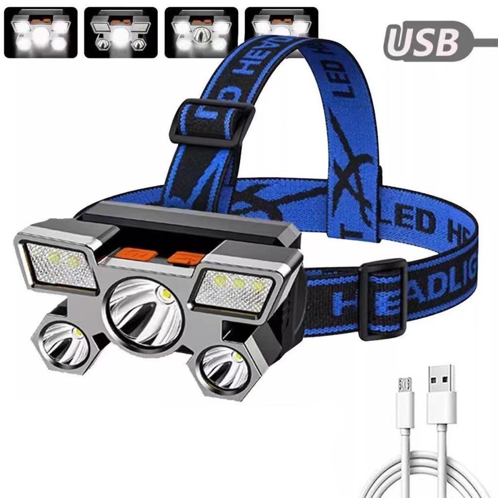 Stark pannlampa 9x LED - inkl Laddbara Batterier