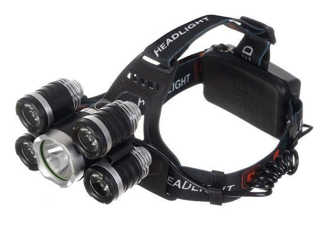 Superstark pannlampa 5x CREE T6 - inkl Laddbara Batterier