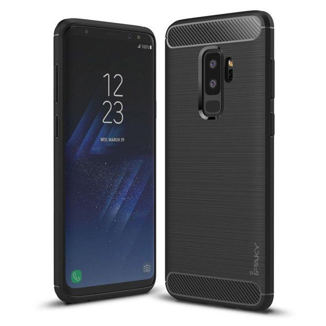 iPaky Gummiskal Samsung S9 Plus i kolfiberdesign - Svart