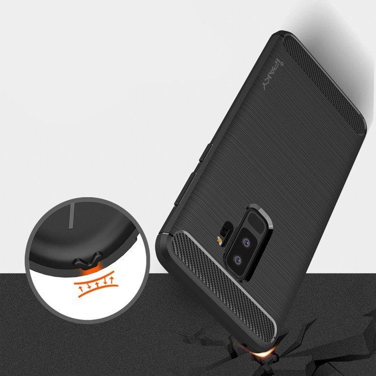 iPaky Gummiskal Samsung S9 Plus i kolfiberdesign - Svart
