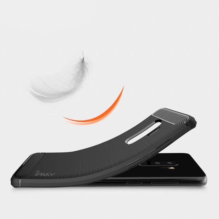 iPaky Gummiskal Samsung S9 Plus i kolfiberdesign - Svart