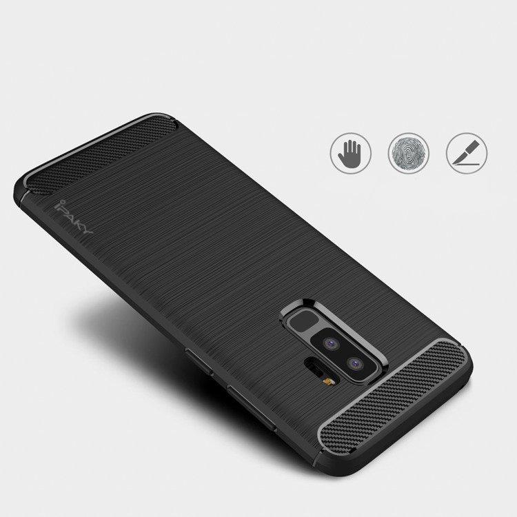 iPaky Gummiskal Samsung S9 Plus i kolfiberdesign - Svart