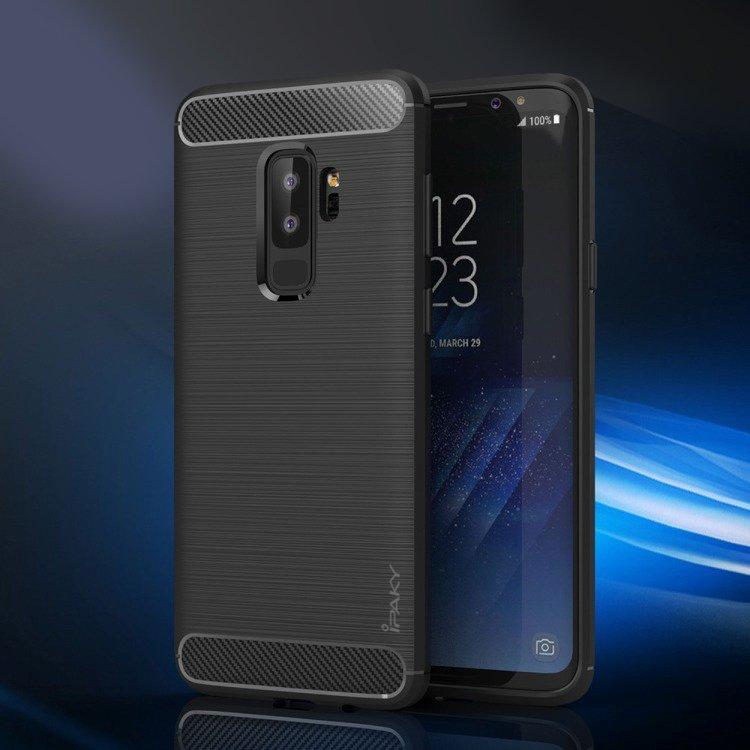 iPaky Gummiskal Samsung S9 Plus i kolfiberdesign - Svart