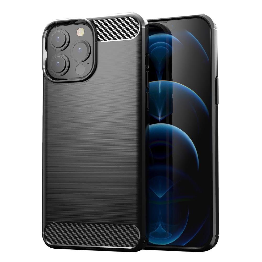 iPhone 13 Pro Max - Skal Gummi i kolfiberdesign - Svart