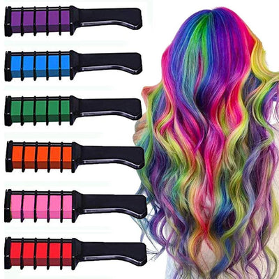 6-pack Chalk Comb / Hair Crayons - Midlertidig hårfarve
