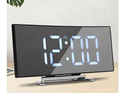 Digitalt vækkeur med termometer og spejlglas