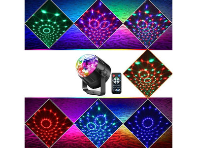 Discokugle med RGB lys og fjernbetjening