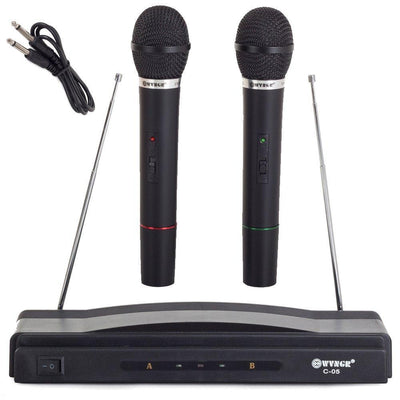 Karaoke sæt med 2 trådløse mikrofoner og central enhed