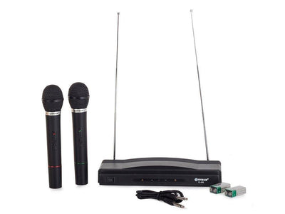 Karaoke sæt med 2 trådløse mikrofoner og central enhed