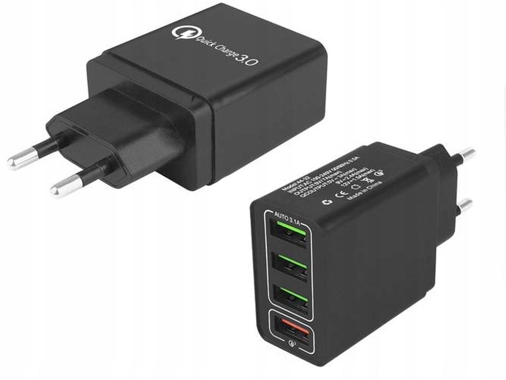 Mobilladdare / Snabbladdare med 4 uttag - QC3