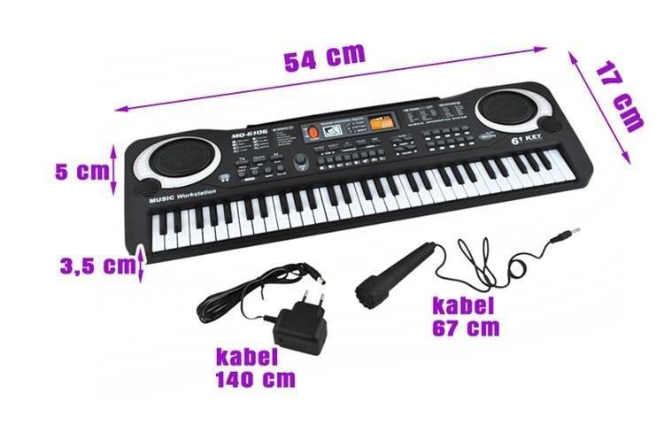 Elektronisk orgel - 61 tangenter med mikrofon