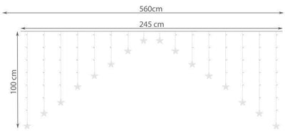 Lyssnor - Lysgardin med stjerner - 136 LED - 2,5 meter