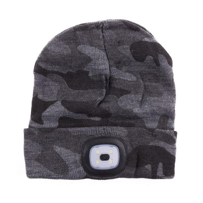 Beanie med LED lys - Camouflage farve